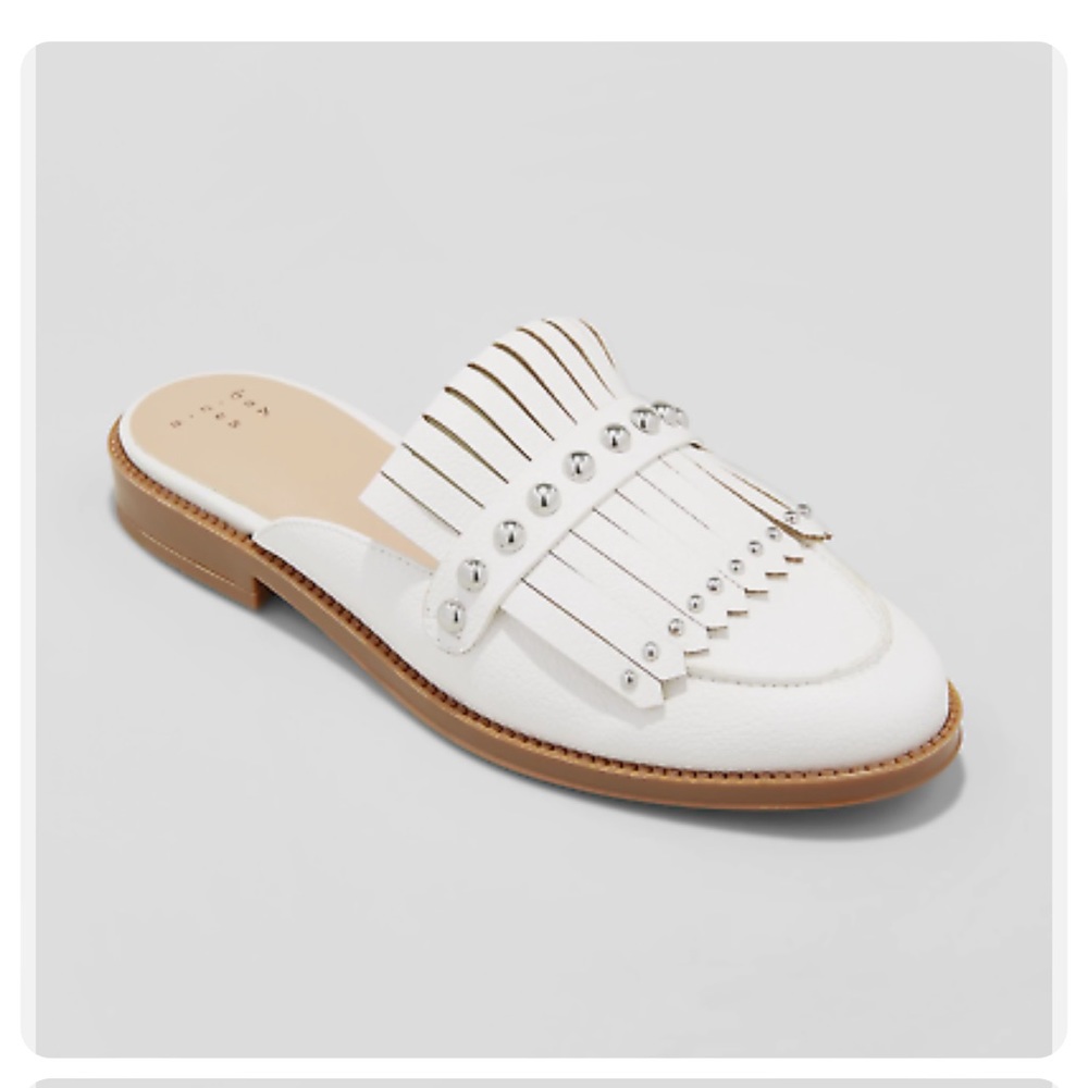 Women's Karoline Backless Loafer Mules  A New Day White